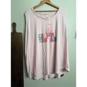 Disney Pink Chasing The Fun Castle Sleeveless Hi-Low Graphic Tank Top Size 3X